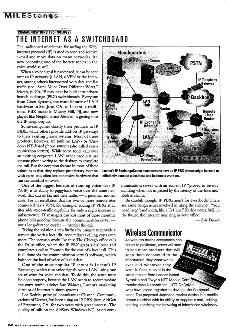 The Internet as Switchboard, Mobile Computing & Communications